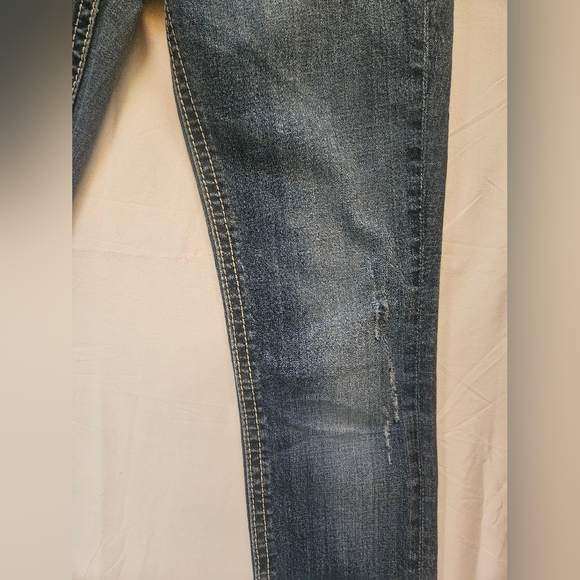 3R Rock For Express Womens Blue Lightly Distressed Skinny Denim Jeans Size 28 - Picture 3 of 12